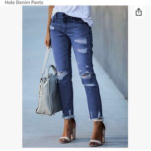 Sidefeel (S-4) mid rise, distressed, shredded hem jeans